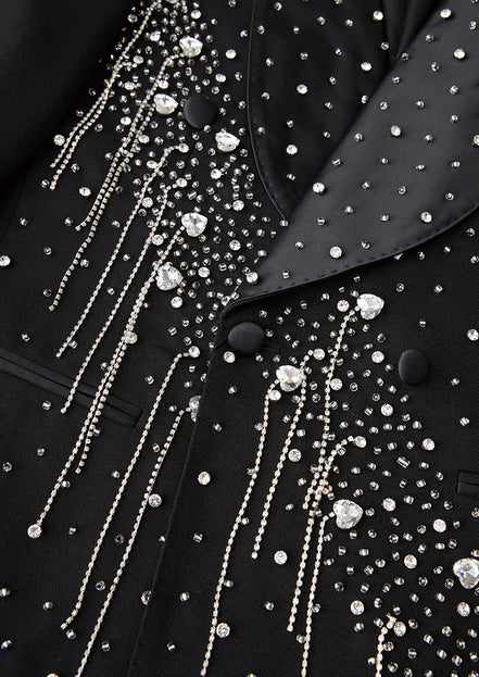 Men’s Rystal Tassel Black Luxury Notched Lapel 2-Piece Set