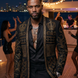 Diadem Pharaoh black dinner jacket with gold crown and scrolling crystal detailing - product view 15