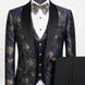 Sapphire Symphony - Navy & Gold Jacquard 3-Piece Tuxedo