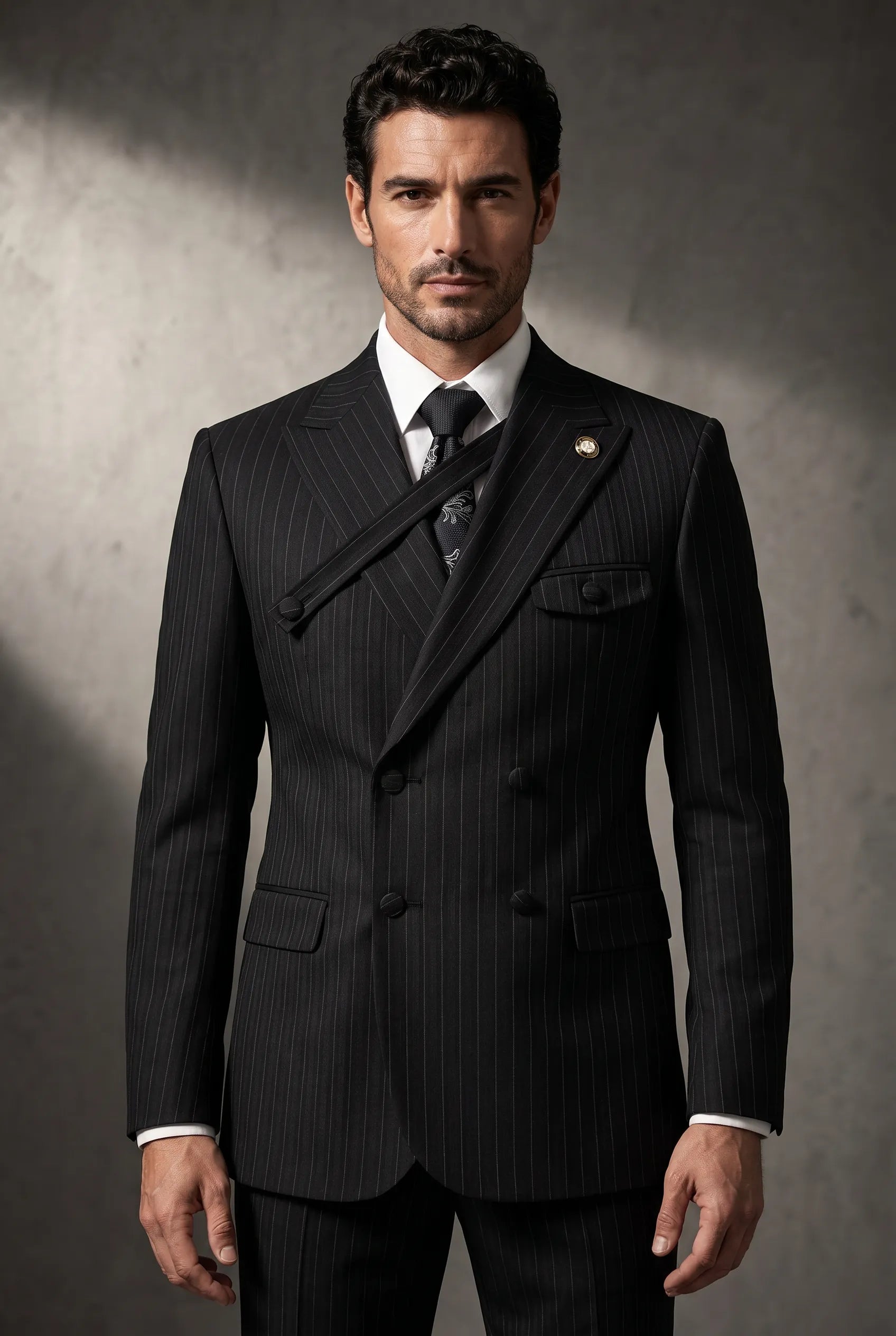 Monolith Sentinel - Black Pinstripe Asymmetric 2-Piece Suit