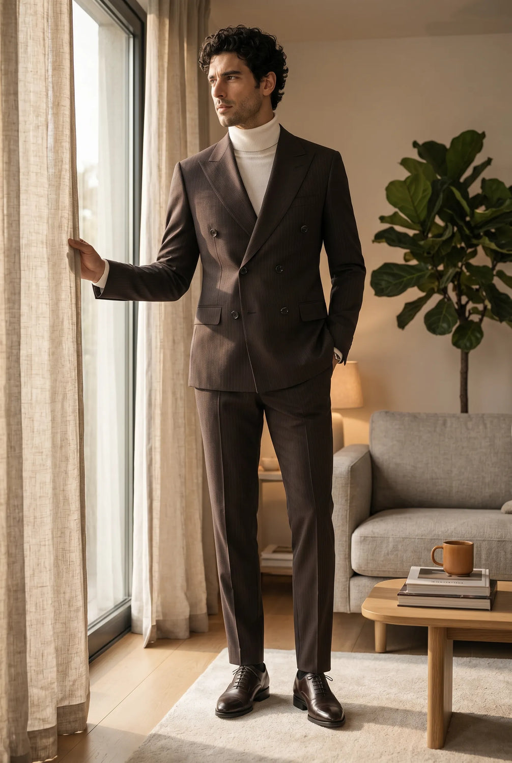 Walnut Charter - Brown Pinstripe Double-Breasted 2-Piece Suit - product image 8 | Nevo Suit