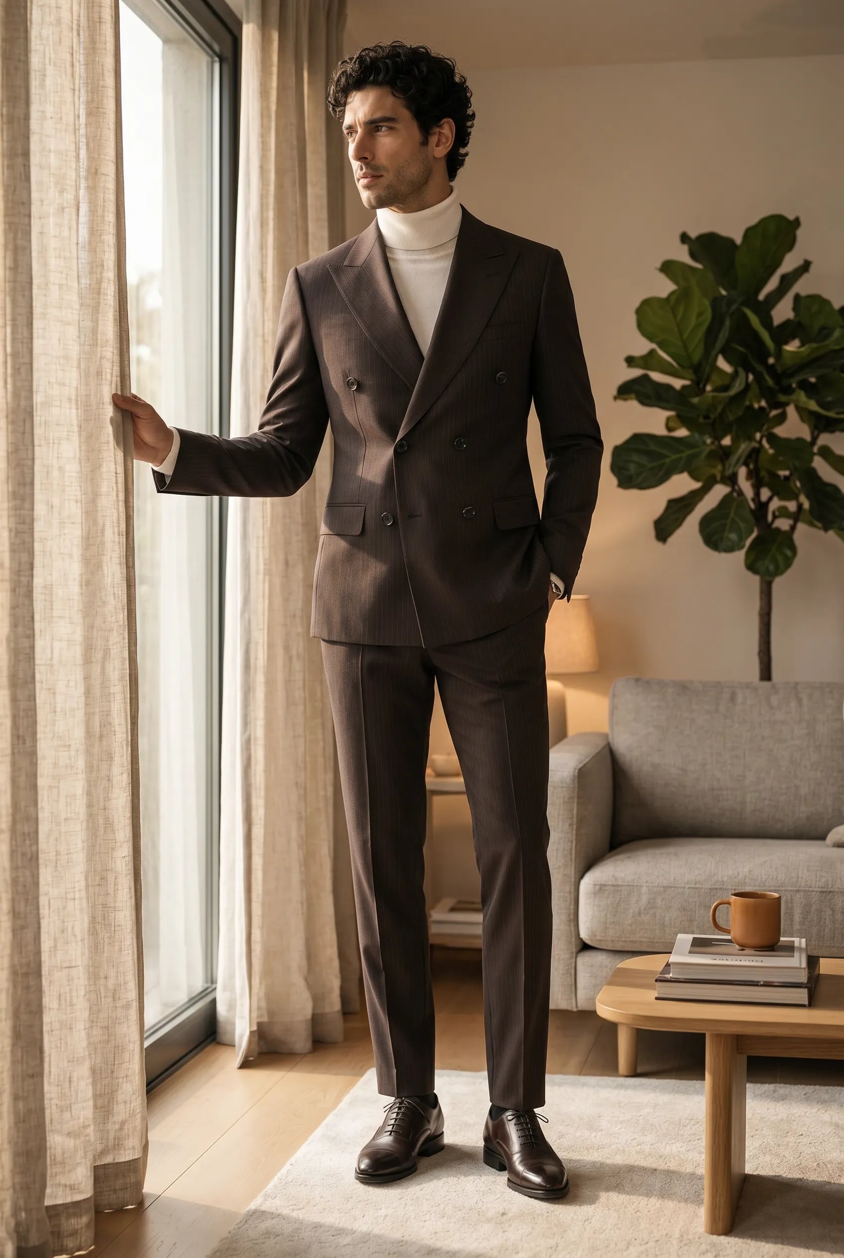 Sienna Citadel - Brown Pinstripe Double-Breasted 2-Piece Suit