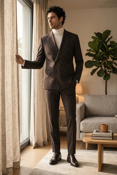 Sienna Citadel - Brown Pinstripe Double-Breasted 2-Piece Suit