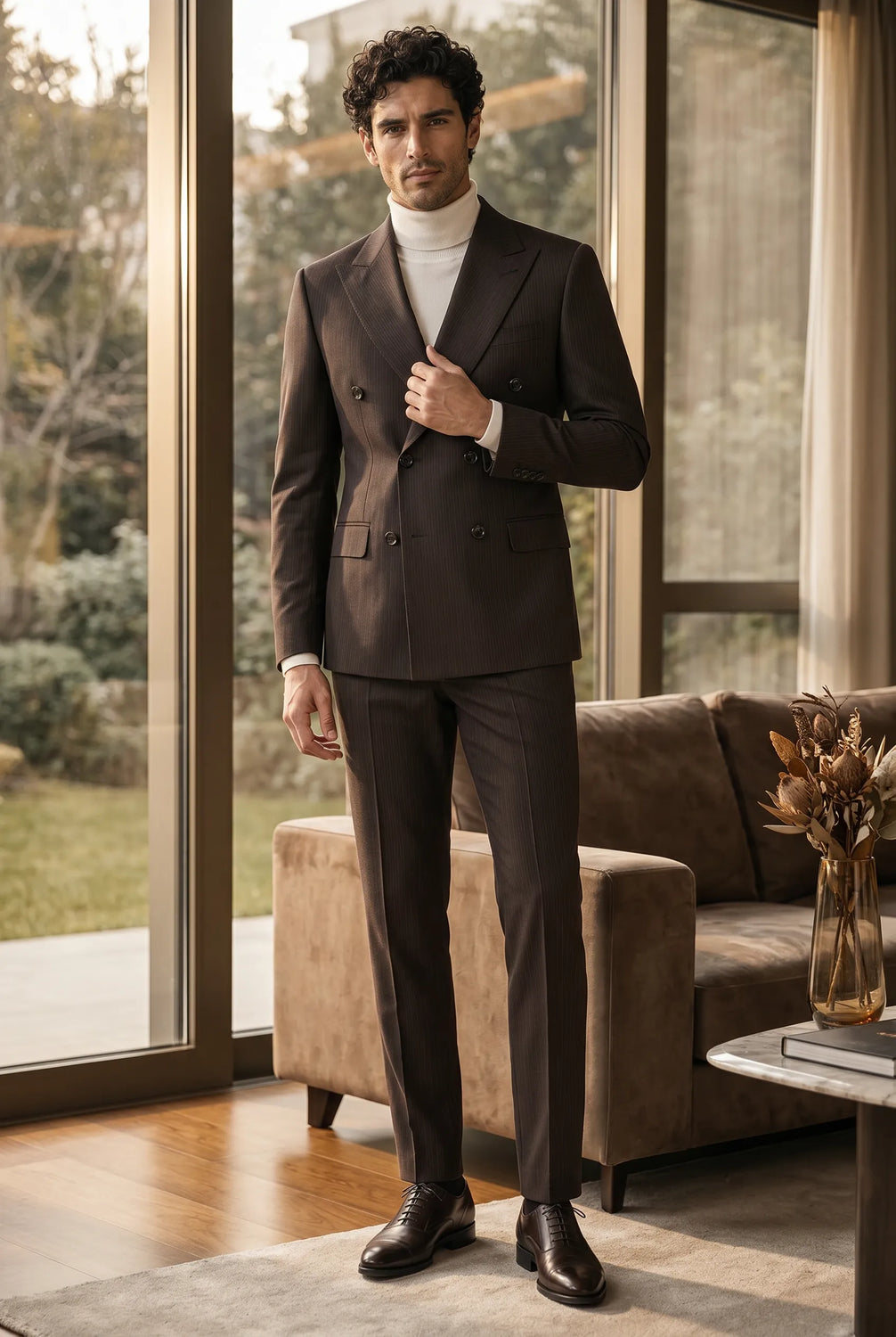 Walnut Charter - Brown Pinstripe Double-Breasted 2-Piece Suit - product image 9 | Nevo Suit