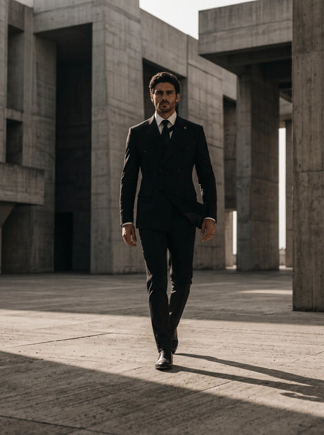 Monolith Sentinel - Black Pinstripe Asymmetric 2-Piece Suit