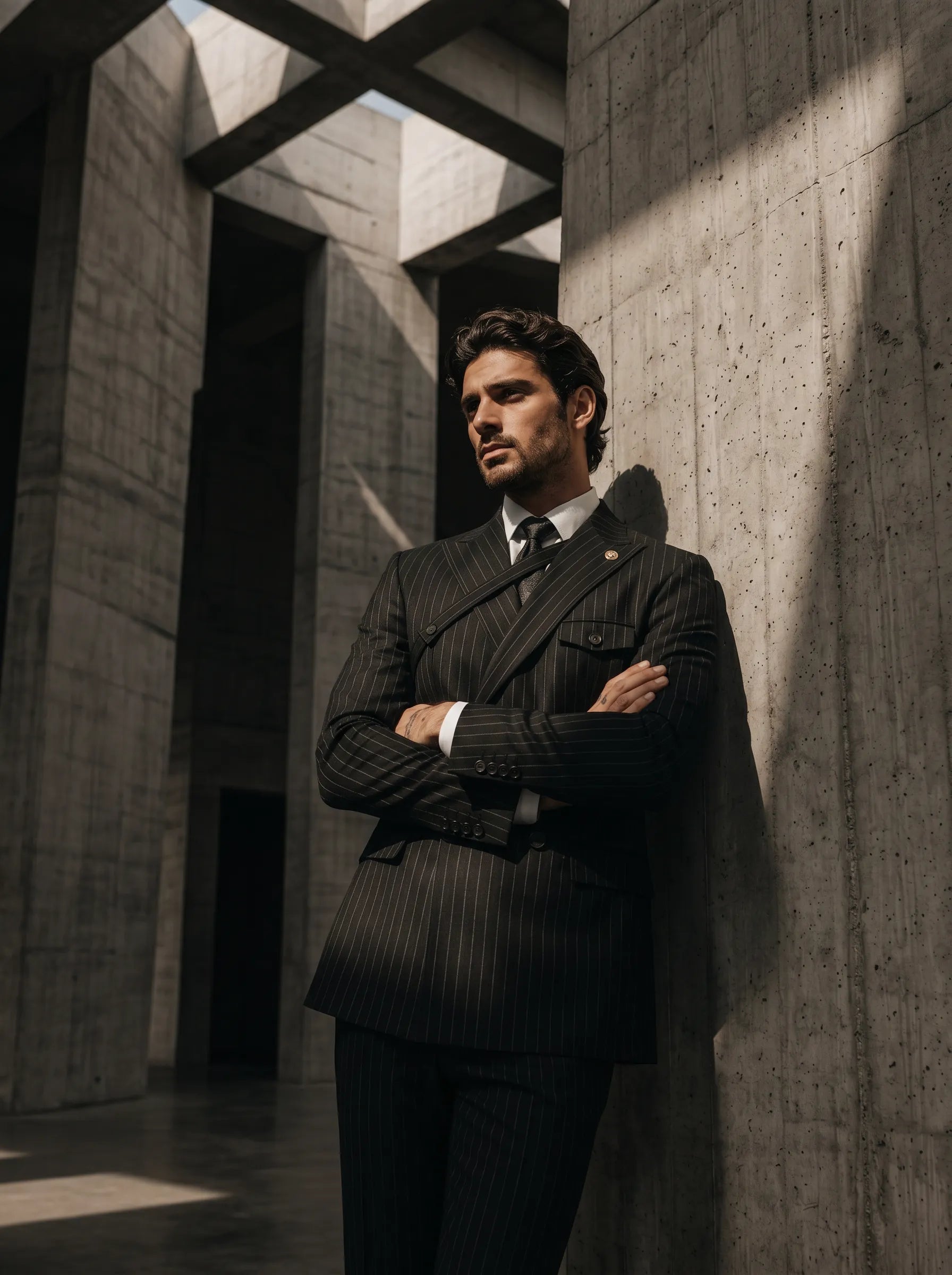 Monolith Sentinel - Black Pinstripe Asymmetric 2-Piece Suit