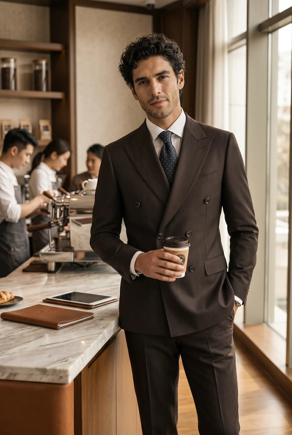 Walnut Charter - Brown Pinstripe Double-Breasted 2-Piece Suit - product image 7 | Nevo Suit