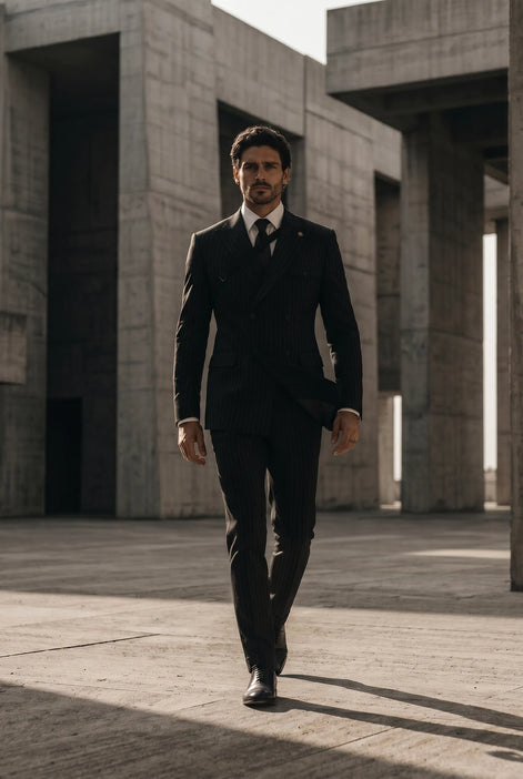 Monolith Sentinel - Black Pinstripe Asymmetric 2-Piece Suit