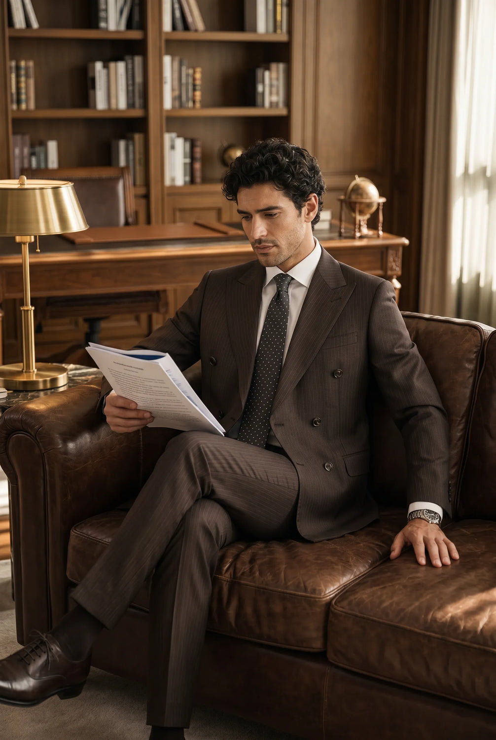 Walnut Charter - Brown Pinstripe Double-Breasted 2-Piece Suit - product image 6 | Nevo Suit