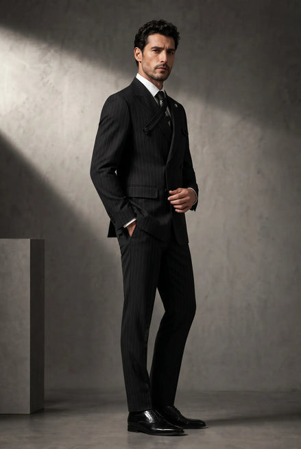 Monolith Sentinel - Black Pinstripe Asymmetric 2-Piece Suit