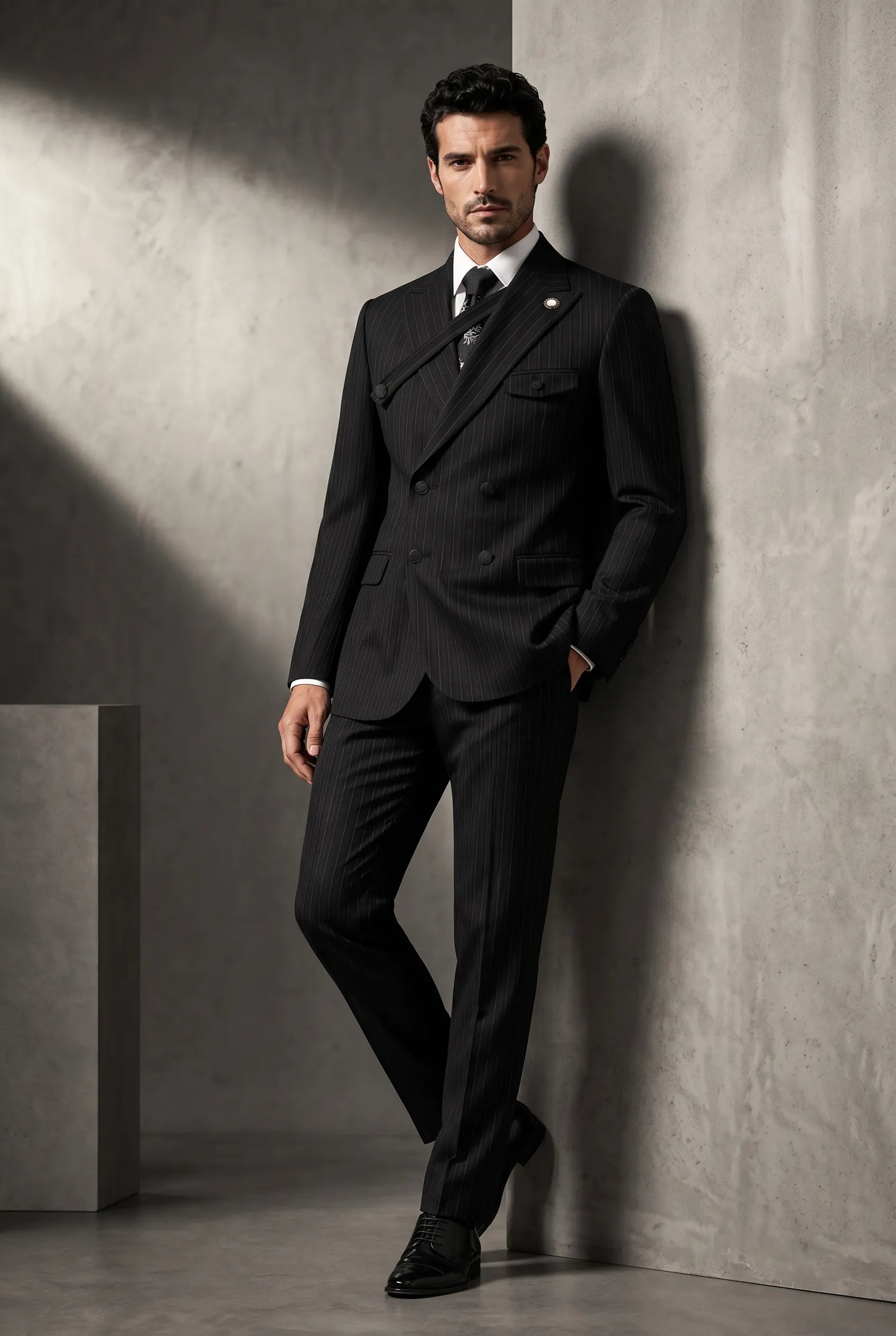 Monolith Sentinel - Black Pinstripe Asymmetric 2-Piece Suit