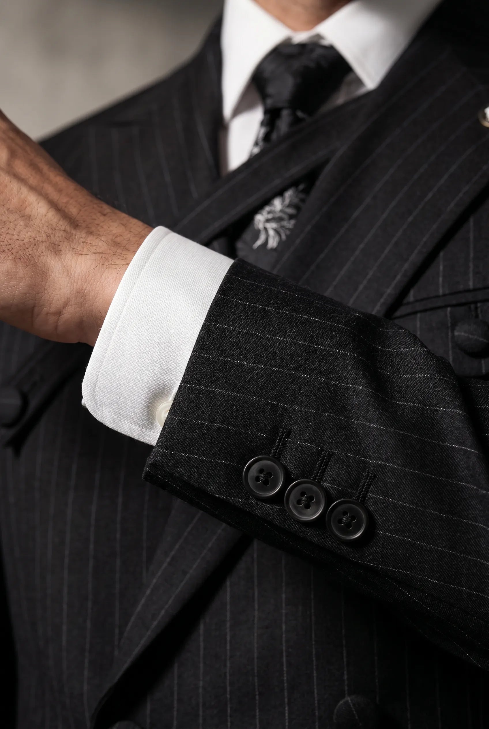 Monolith Sentinel - Black Pinstripe Asymmetric 2-Piece Suit