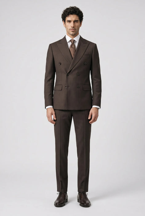Sienna Citadel - Brown Pinstripe Double-Breasted 2-Piece Suit