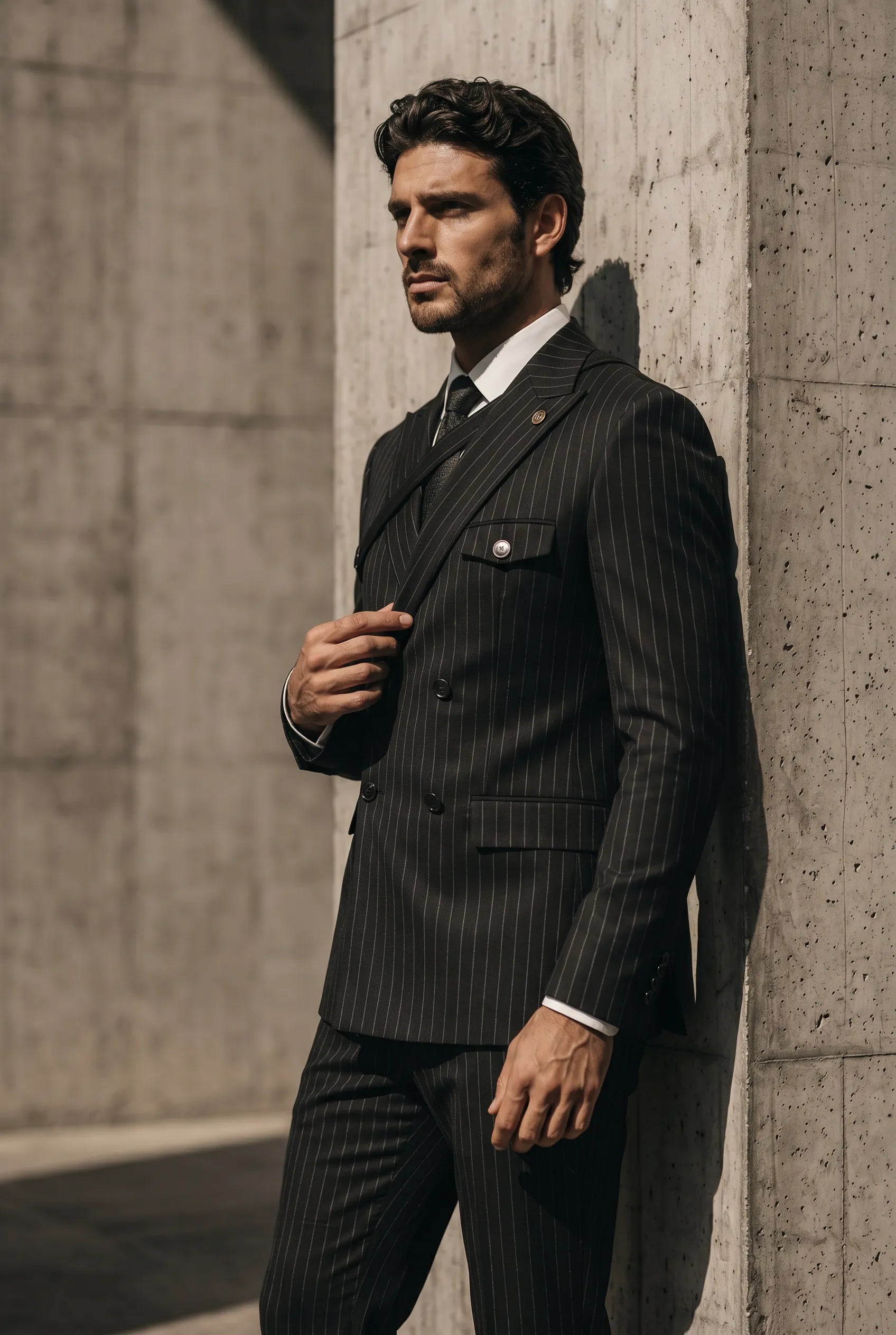 Monolith Sentinel - Black Pinstripe Asymmetric 2-Piece Suit