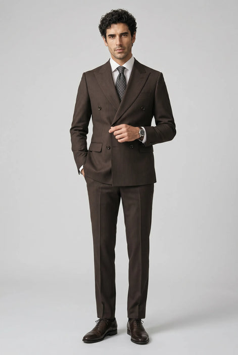 Sienna Citadel - Brown Pinstripe Double-Breasted 2-Piece Suit