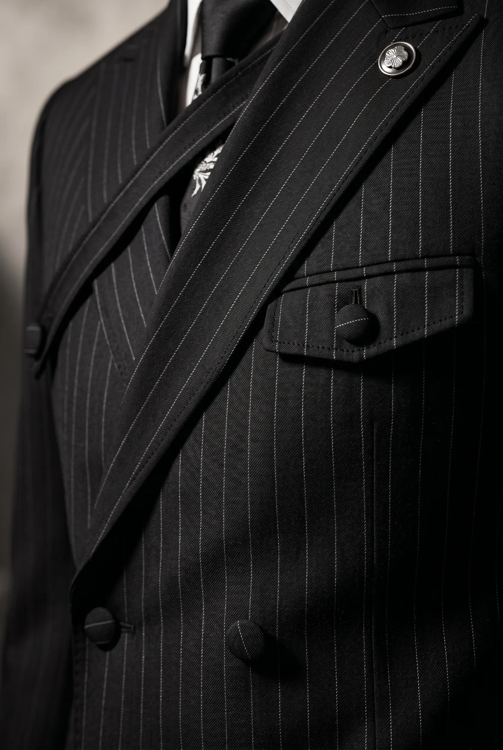 Monolith Sentinel - Black Pinstripe Asymmetric 2-Piece Suit