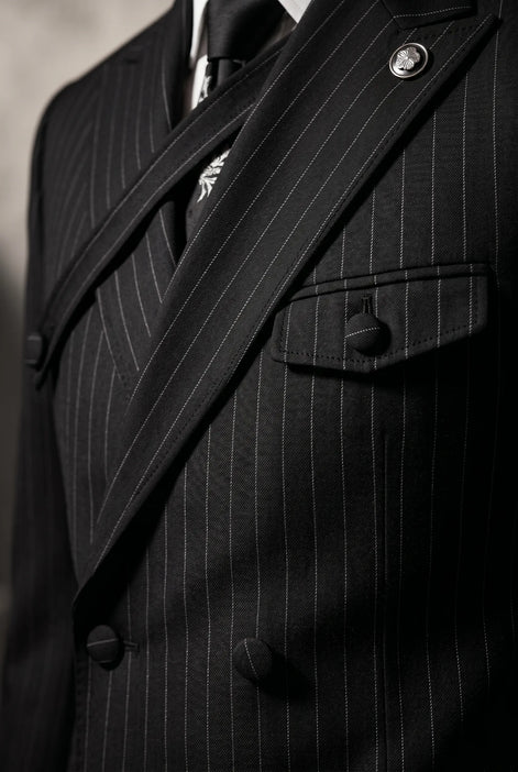 Monolith Sentinel - Black Pinstripe Asymmetric 2-Piece Suit