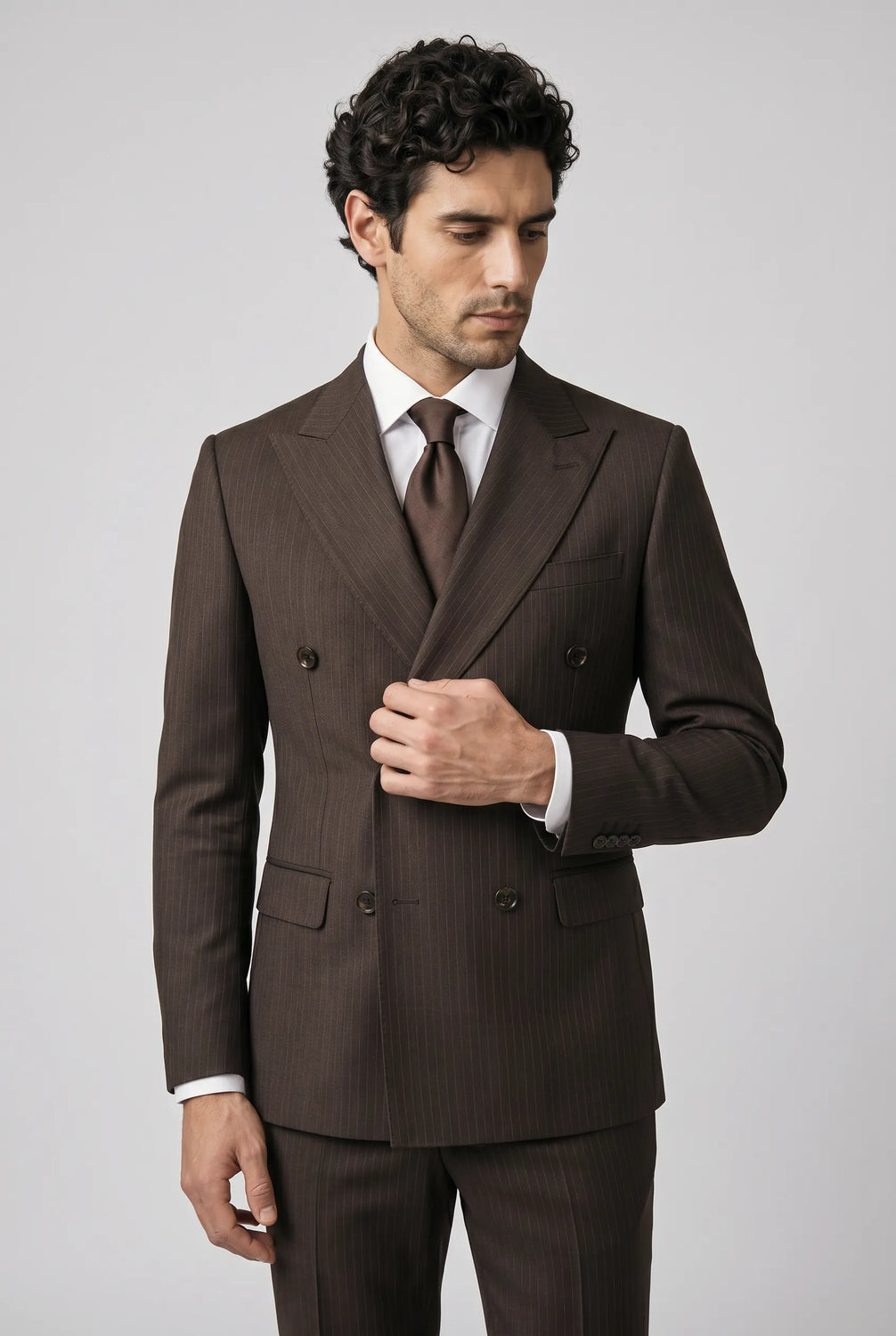 Walnut Charter - Brown Pinstripe Double-Breasted 2-Piece Suit - product image 19 | Nevo Suit