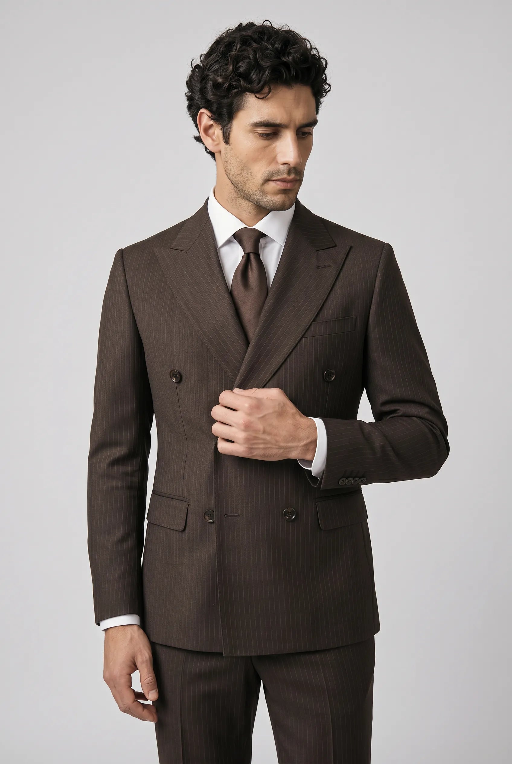 Sienna Citadel - Brown Pinstripe Double-Breasted 2-Piece Suit
