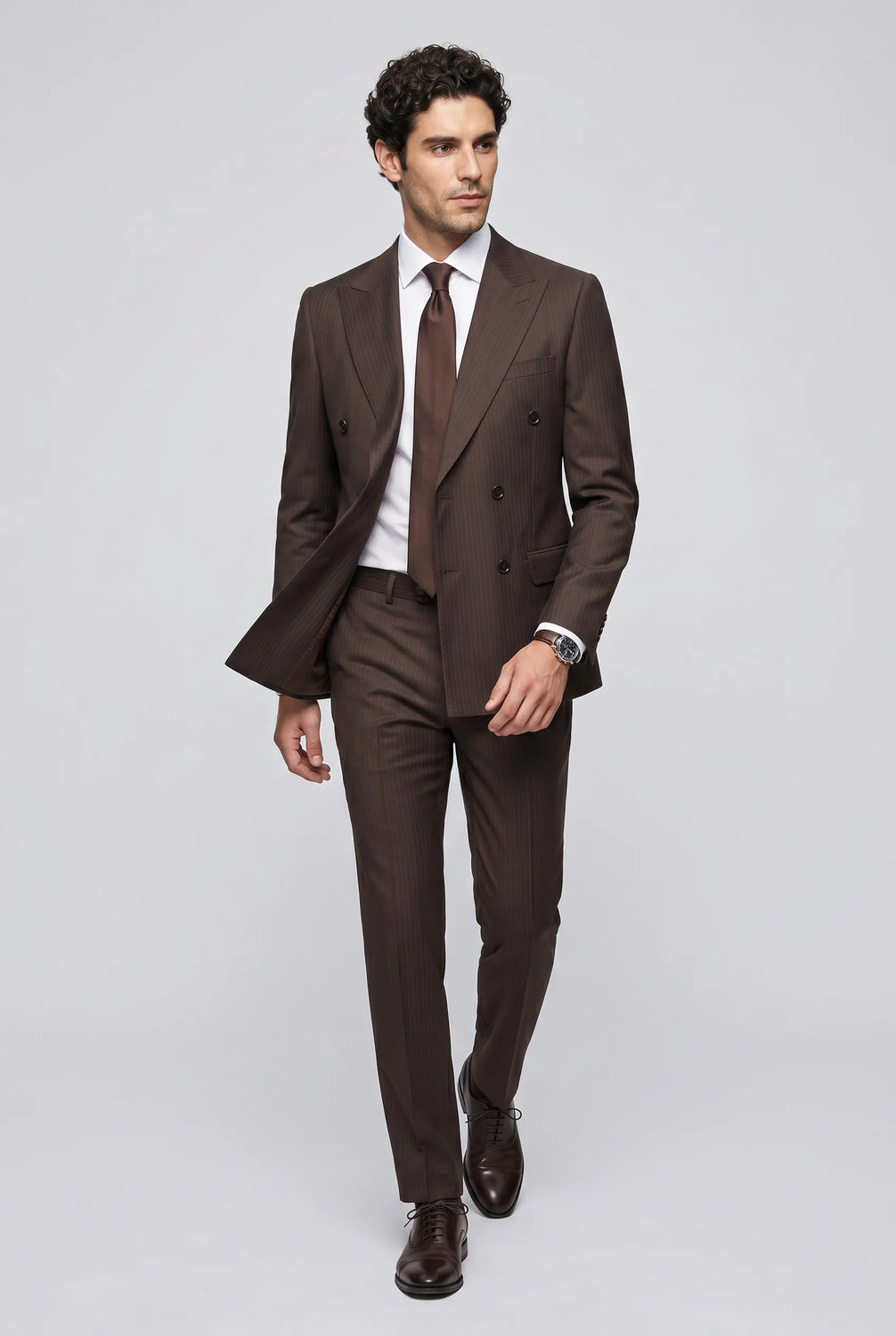 Walnut Charter - Brown Pinstripe Double-Breasted 2-Piece Suit - product image 16 | Nevo Suit