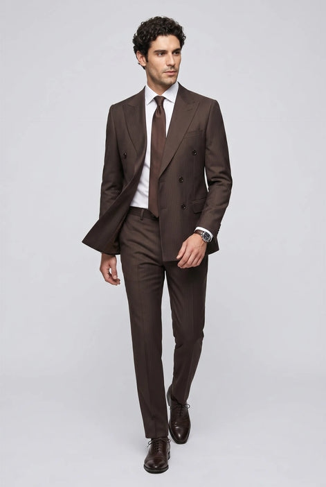 Sienna Citadel - Brown Pinstripe Double-Breasted 2-Piece Suit