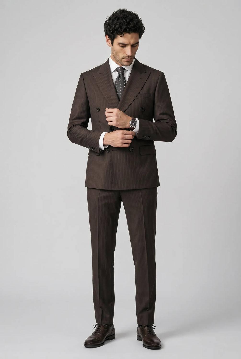 Walnut Charter - Brown Pinstripe Double-Breasted 2-Piece Suit - product image 18 | Nevo Suit