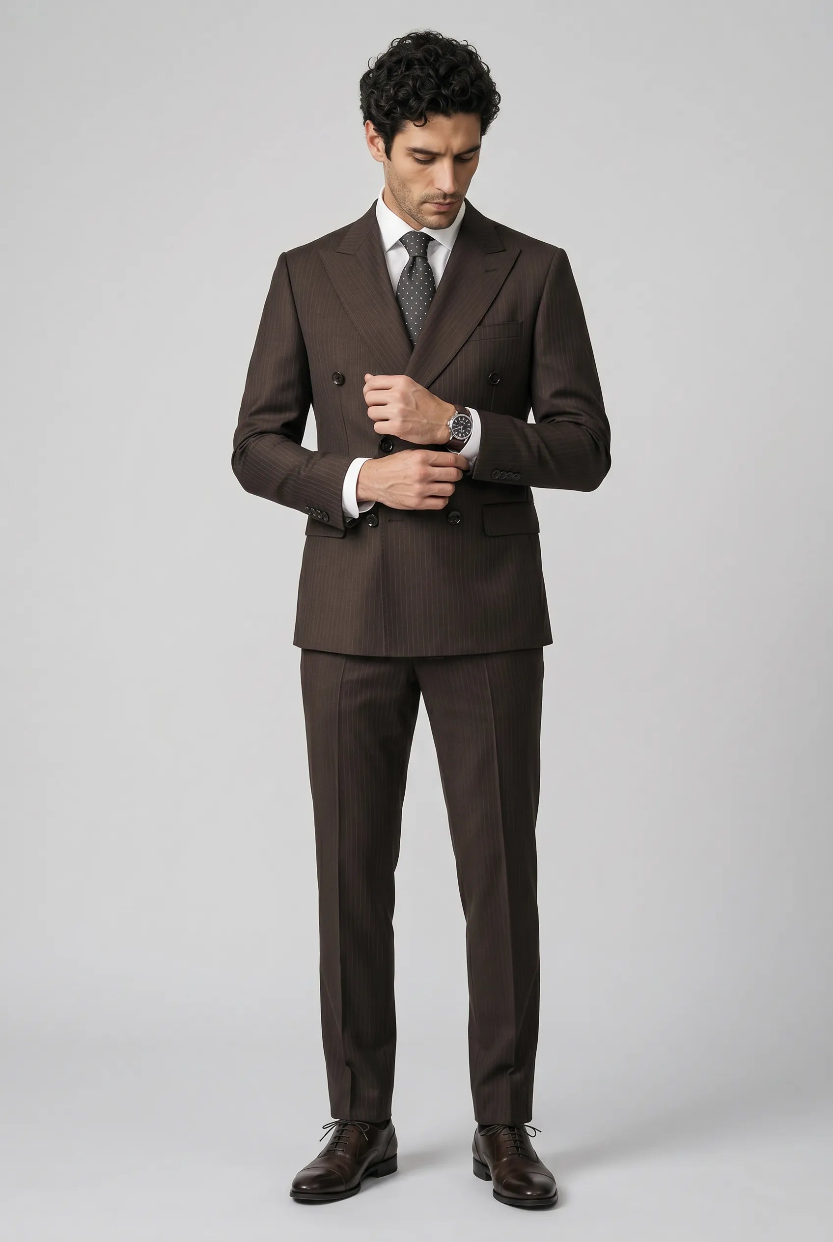 Sienna Citadel - Brown Pinstripe Double-Breasted 2-Piece Suit
