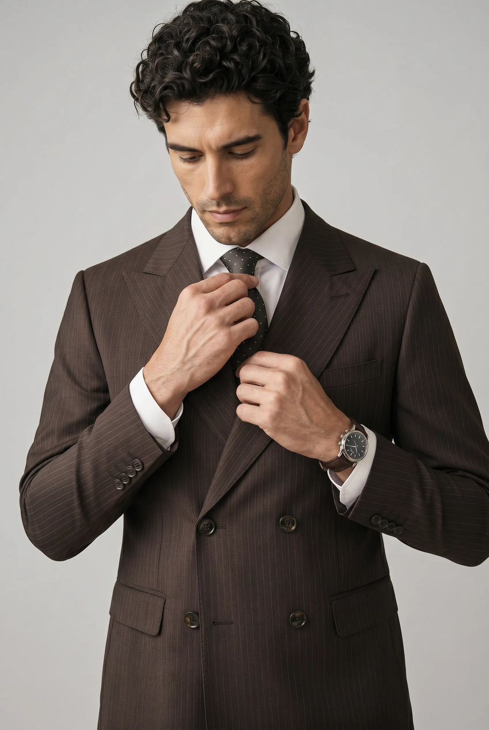Walnut Charter - Brown Pinstripe Double-Breasted 2-Piece Suit - product image 20 | Nevo Suit