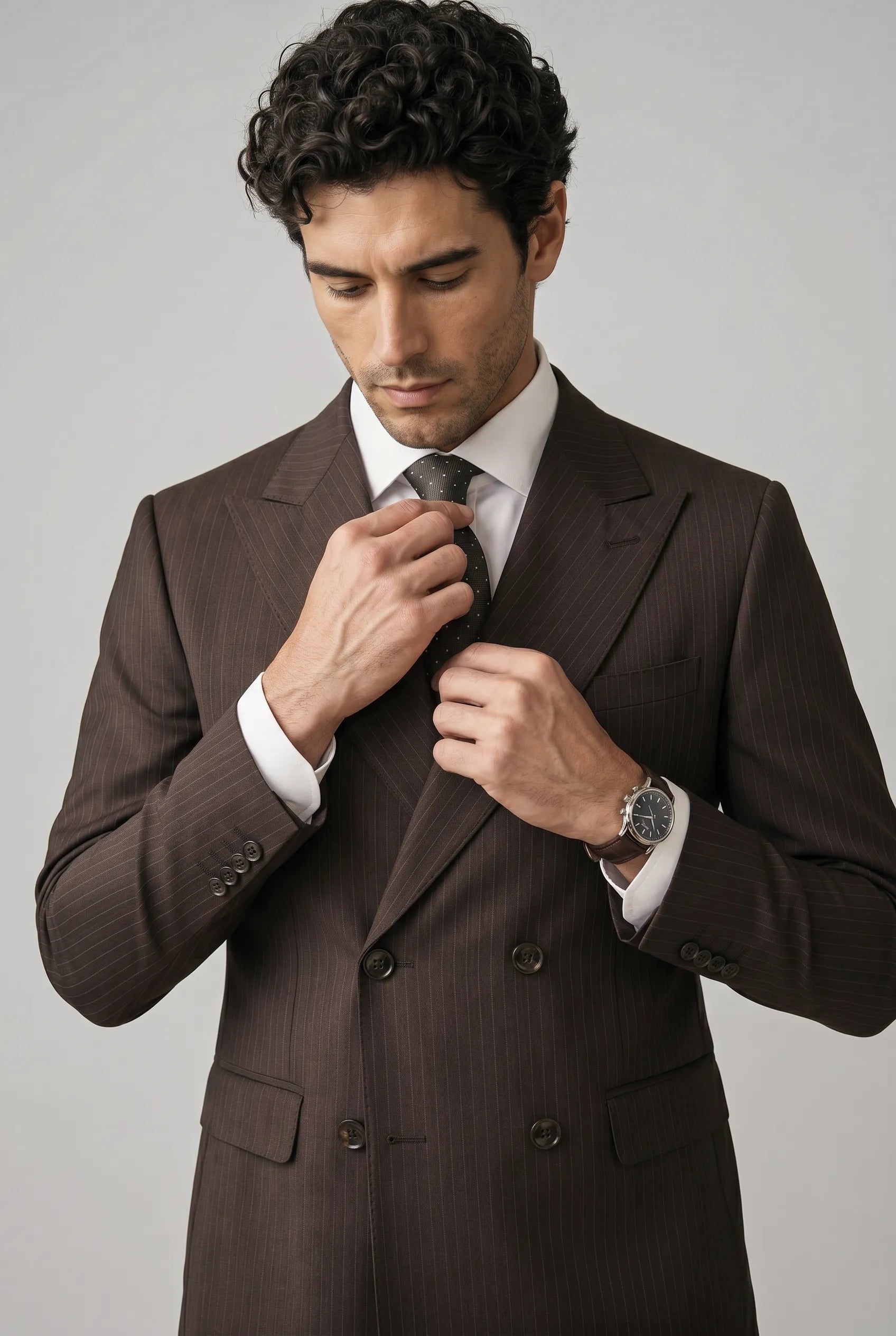 Sienna Citadel - Brown Pinstripe Double-Breasted 2-Piece Suit
