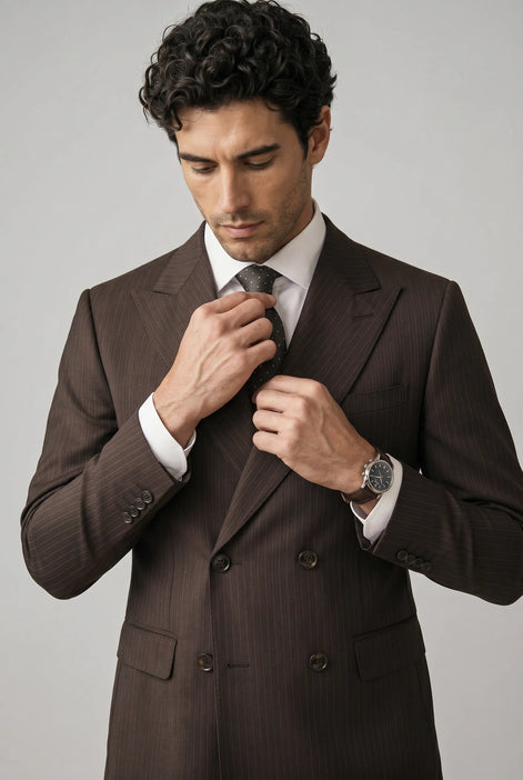 Sienna Citadel - Brown Pinstripe Double-Breasted 2-Piece Suit