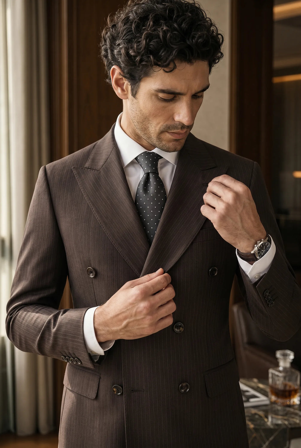 Walnut Charter - Brown Pinstripe Double-Breasted 2-Piece Suit - product image 5 | Nevo Suit