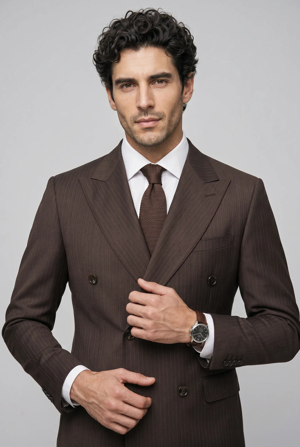 Walnut Charter - Brown Pinstripe Double-Breasted 2-Piece Suit - product image 21 | Nevo Suit