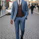 Azure Earth - Steel Blue Pinstripe Coffee Contrast 3-Piece Suit - Nevo Suits