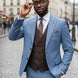 Azure Earth - Steel Blue Pinstripe Coffee Contrast 3-Piece Suit - Nevo Suits