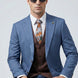 Azure Earth - Steel Blue Pinstripe Coffee Contrast 3-Piece Suit - Nevo Suits