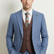 Azure Earth - Steel Blue Pinstripe Coffee Contrast 3-Piece Suit - Nevo Suits