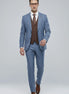 Azure Earth - Steel Blue Pinstripe Coffee Contrast 3-Piece Suit - Nevo Suits