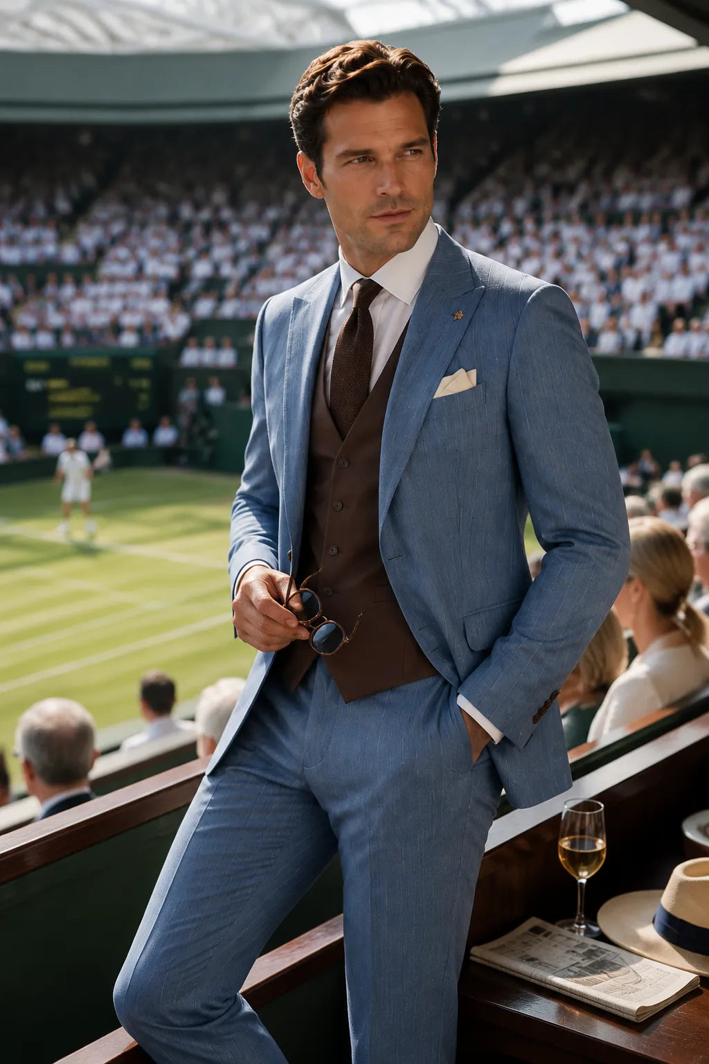 Atlas Envoy - Steel Blue Pinstripe 3-Piece Suit Set