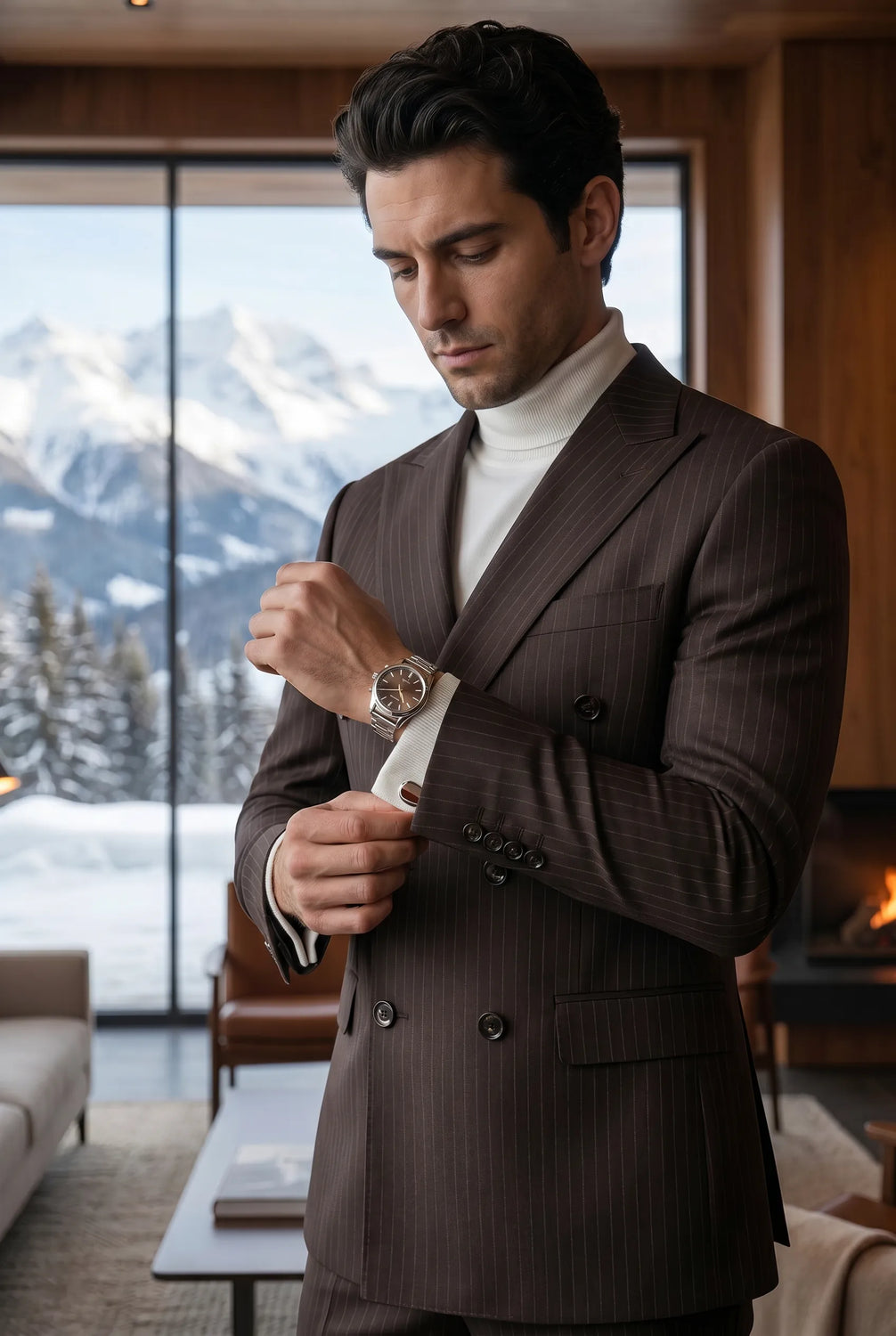 Walnut Charter - Brown Pinstripe Double-Breasted 2-Piece Suit - product image 14 | Nevo Suit