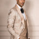 Topaz Symphony Champagne Gold Floral Jacquard 3-Piece Tuxedo - Nevo Suit