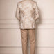 Topaz Symphony Champagne Gold Floral Jacquard 3-Piece Tuxedo - Nevo Suit