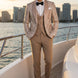 Topaz Symphony Champagne Gold Floral Jacquard 3-Piece Tuxedo - Nevo Suit