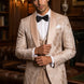 Topaz Symphony Champagne Gold Floral Jacquard 3-Piece Tuxedo - Nevo Suit