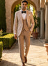 Topaz Symphony Champagne Gold Floral Jacquard 3-Piece Tuxedo - Nevo Suit