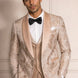 Topaz Symphony Champagne Gold Floral Jacquard 3-Piece Tuxedo - Nevo Suit