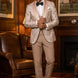 Topaz Symphony Champagne Gold Floral Jacquard 3-Piece Tuxedo - Nevo Suit