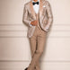 Topaz Symphony Champagne Gold Floral Jacquard 3-Piece Tuxedo - Nevo Suit