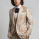 Champagne Gold Floral Jacquard Shawl Tuxedo - studio front - Nevo Suit