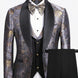 Silver Floral Jacquard fabric detail - Nevo Suit