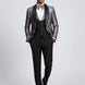 Silver Floral Jacquard Shawl Tuxedo - flat lay view - Nevo Suit